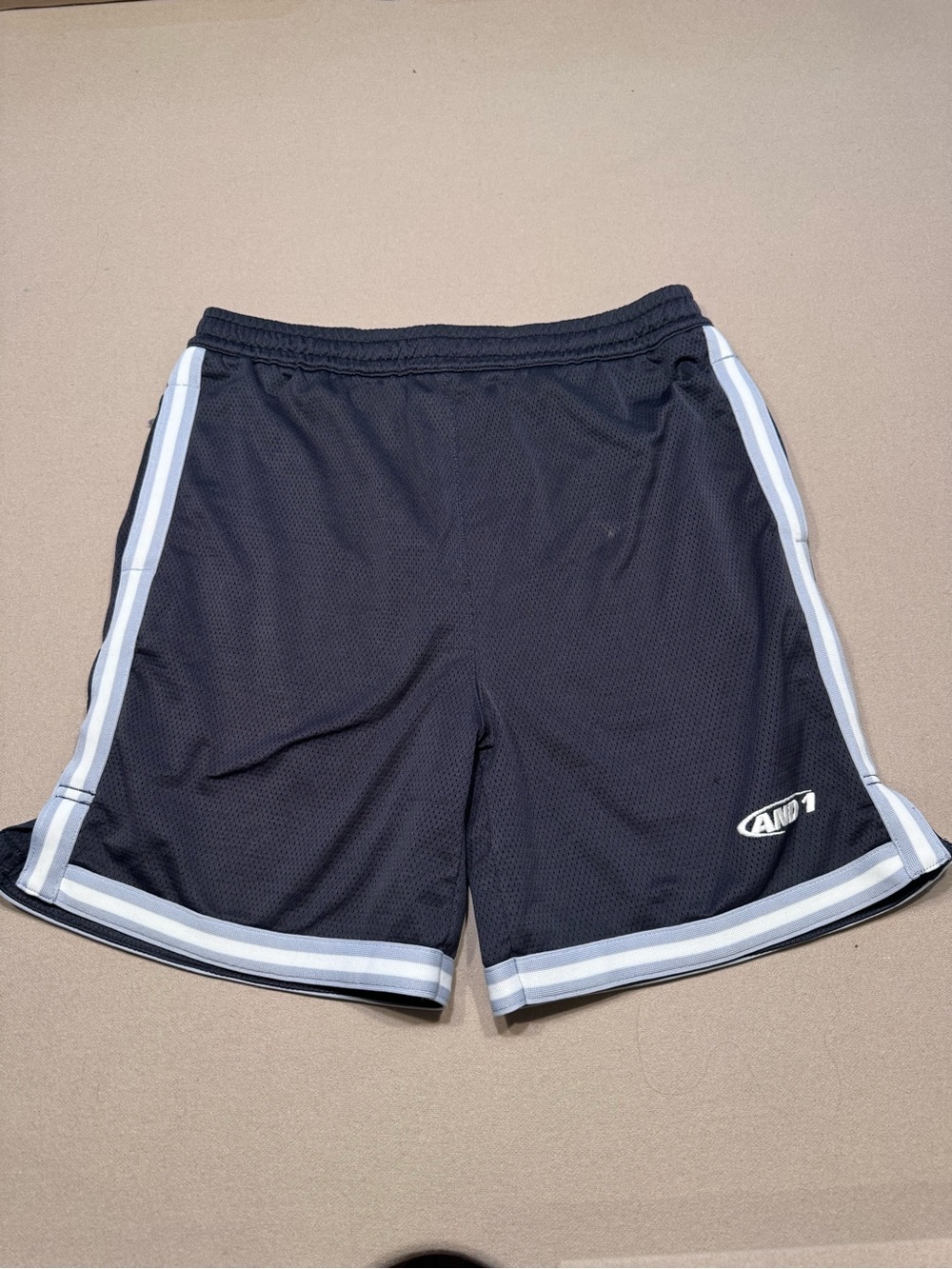 Vintage AND1 Black Mesh Athletic Shorts with White Trim